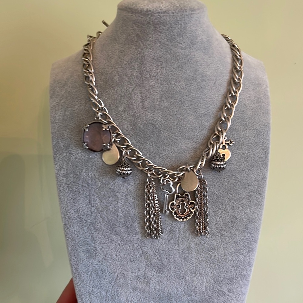Alex and ani V66 charm necklace silver 18” long